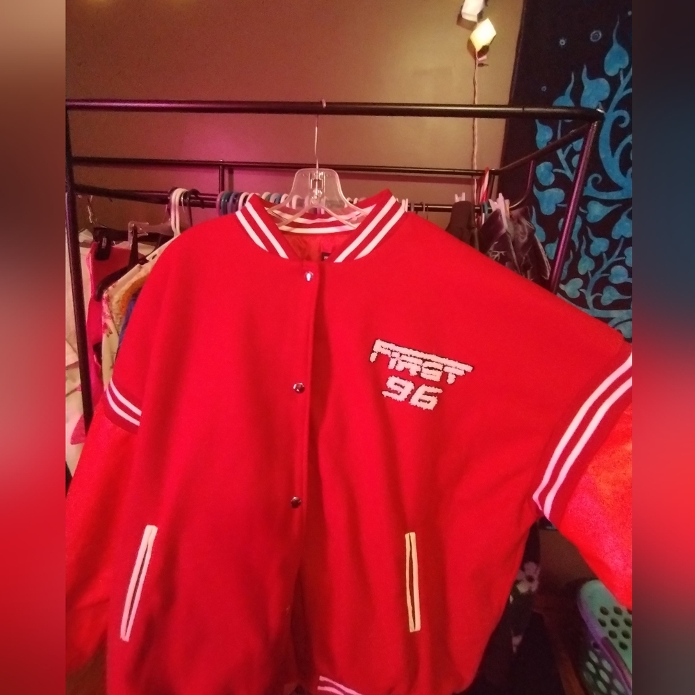 Pretty Little Thing letterman jacket.